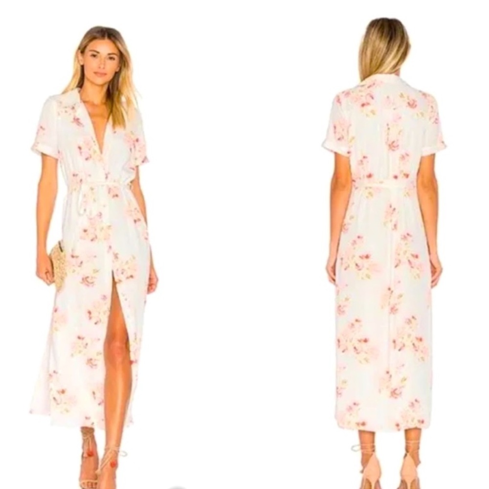 L'Academie Los Angeles Revolve
Women Small Floral White Maxi Slit
Button Dress
